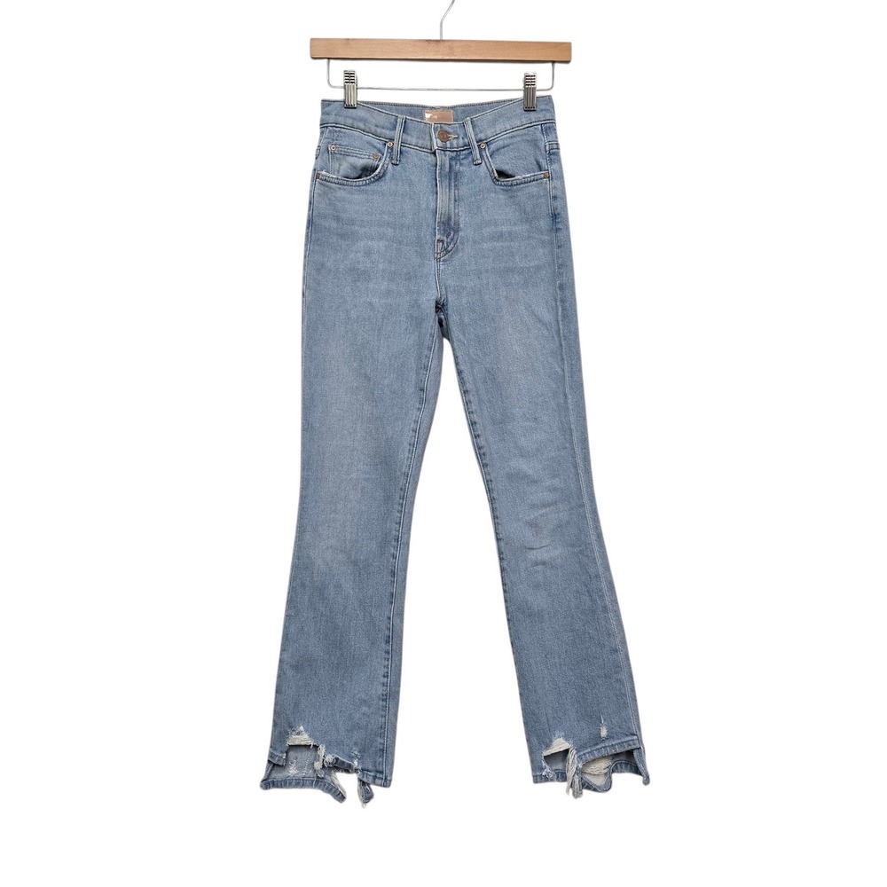 MOTHER Light Blue Cropped Raw-Hem Jeans